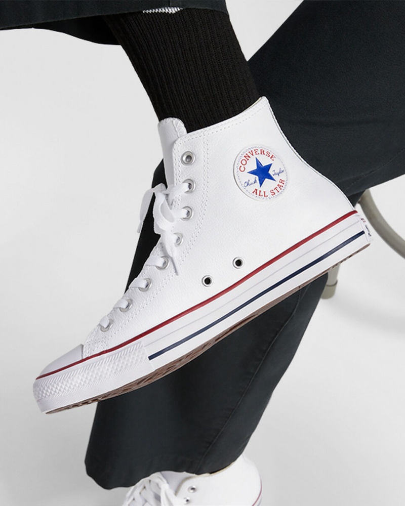 Converse Chuck Taylor All Star δερματινα ασπρα | JUESWN-479