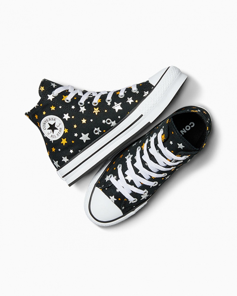 Converse Chuck Taylor All Star flatforms Lift Sparkle μαυρα ασημι χρυσο χρωμα | QICHJG-843