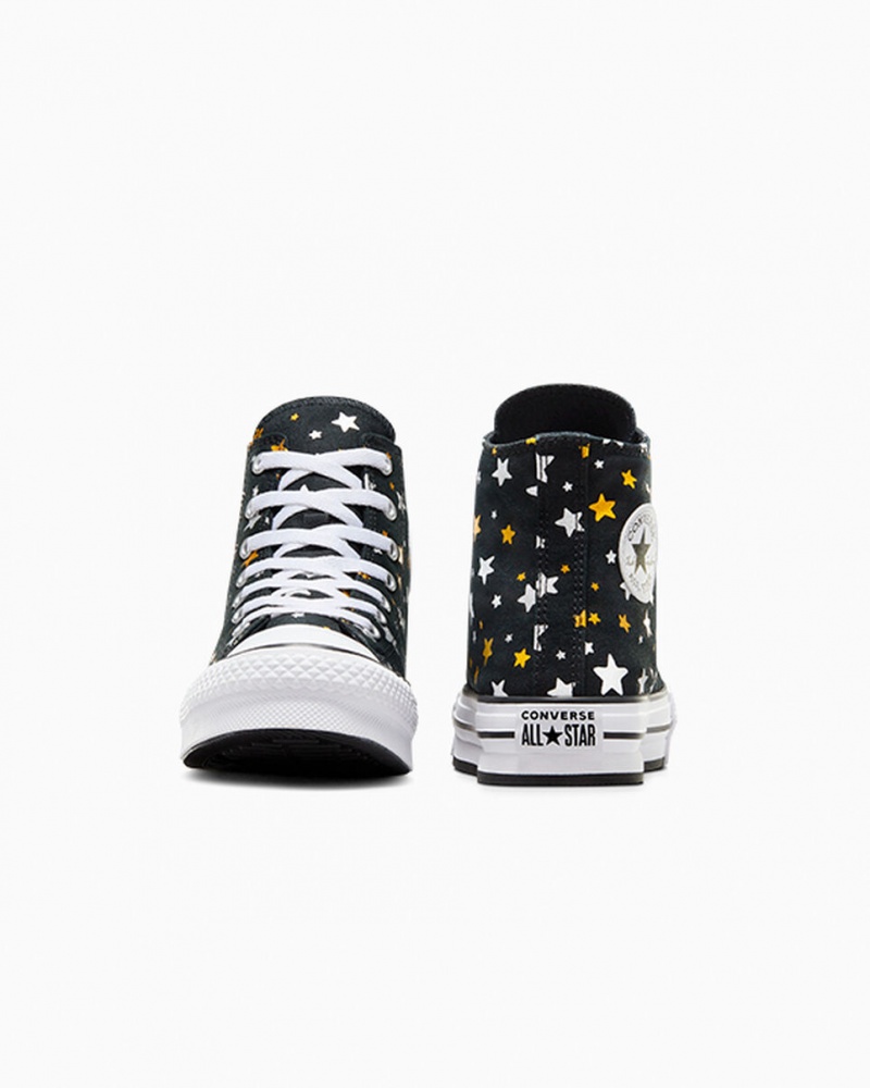 Converse Chuck Taylor All Star flatforms Lift Sparkle μαυρα ασημι χρυσο χρωμα | QICHJG-843