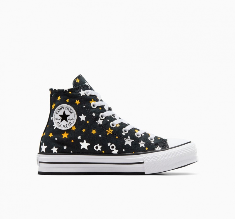 Converse Chuck Taylor All Star flatforms Lift Sparkle μαυρα ασημι χρυσο χρωμα | QICHJG-843