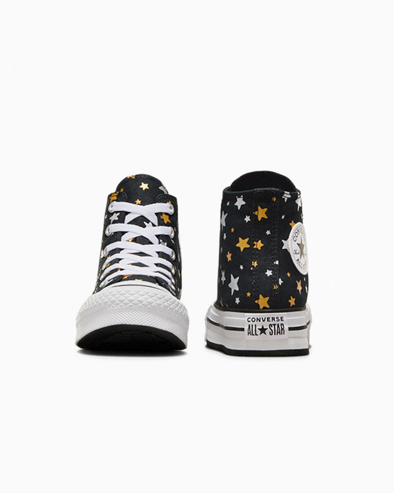 Converse Chuck Taylor All Star flatforms Lift Sparkle μαυρα ασημι χρυσο χρωμα | ZNJACS-621