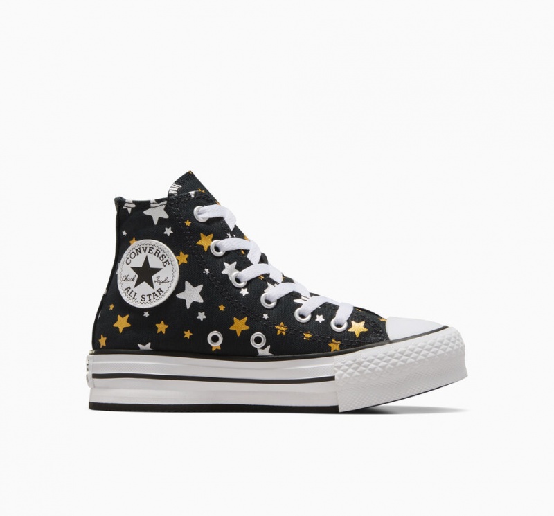 Converse Chuck Taylor All Star flatforms Lift Sparkle μαυρα ασημι χρυσο χρωμα | ZNJACS-621