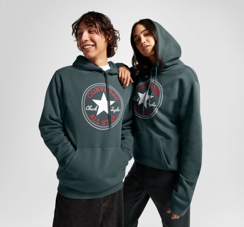 Converse Converse Go-To All Star Patch Standard-Fit Fleece Pullover Hoodie πρασινο | VPJNWS-618