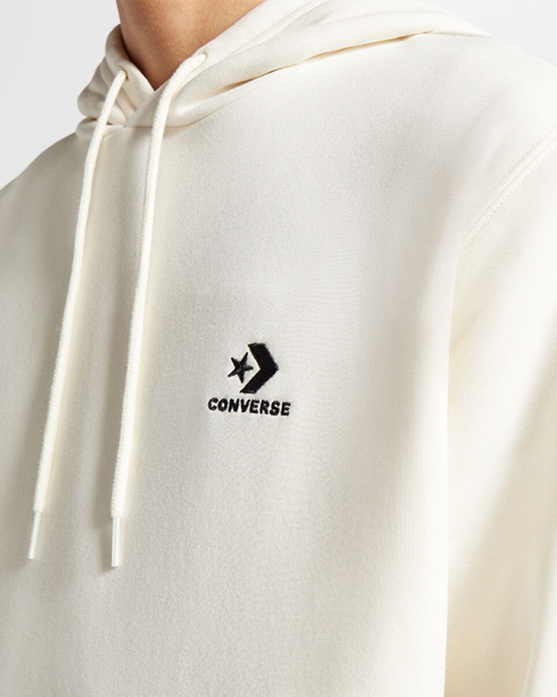 Converse Converse Go-To Embroidered Star Chevron Standard-Fit Fleece Hoodie Egret | VUCHSP-712