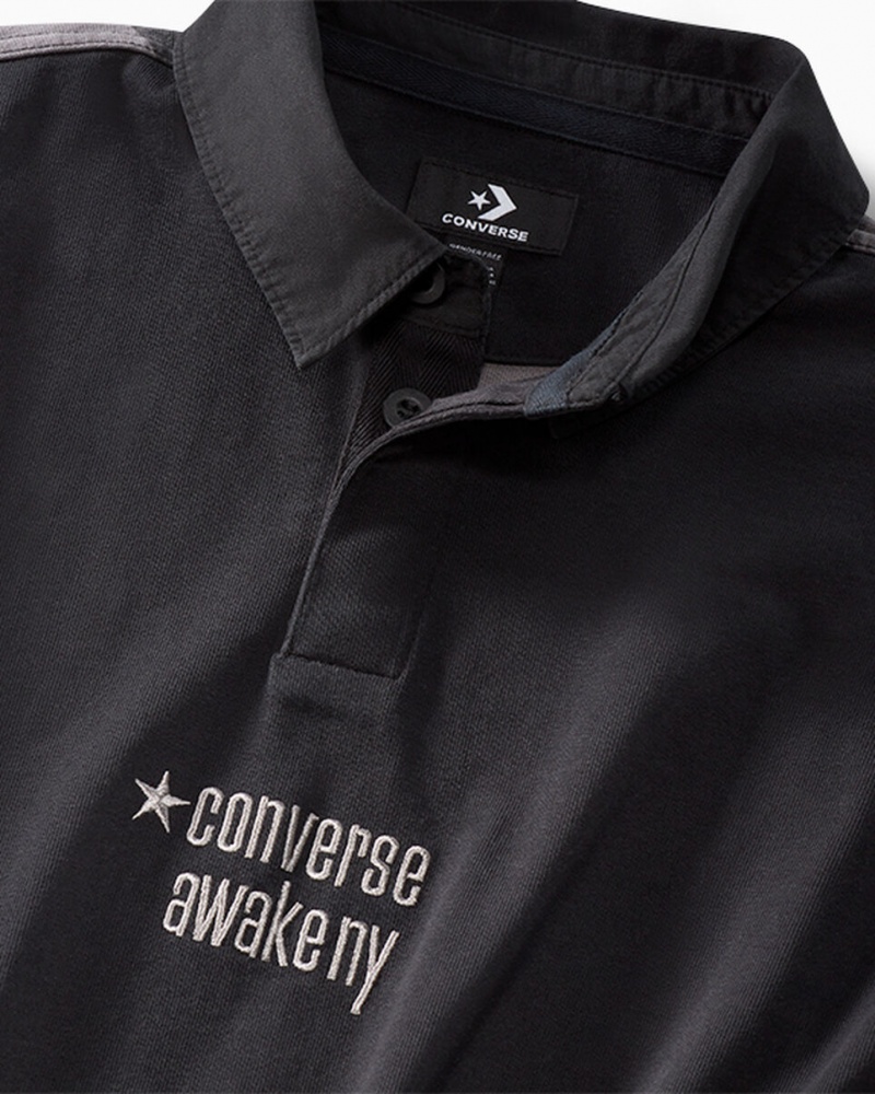 Converse Converse x Awake NY Rugby Shirt μαυρα | SLPRHJ-751