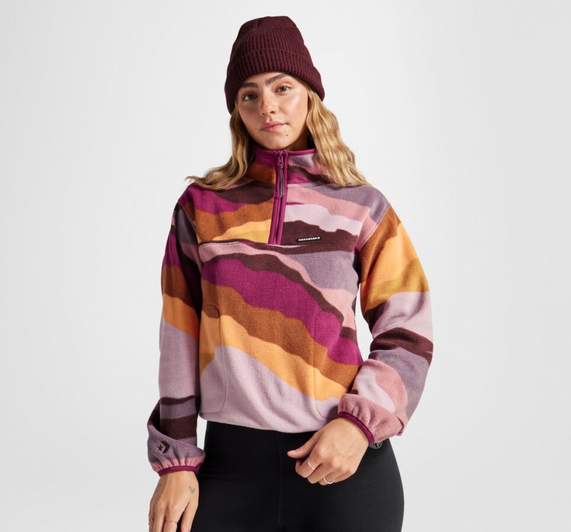 Converse Counter Climate Polar Fleece Abstract Half-Zip Popover Phantom Violet Multi | PRVKZW-892