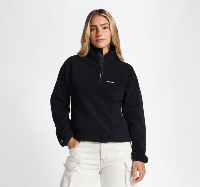 Converse Counter Climate Polar Fleece Half-Zip Popover μαυρα | MAILTF-294