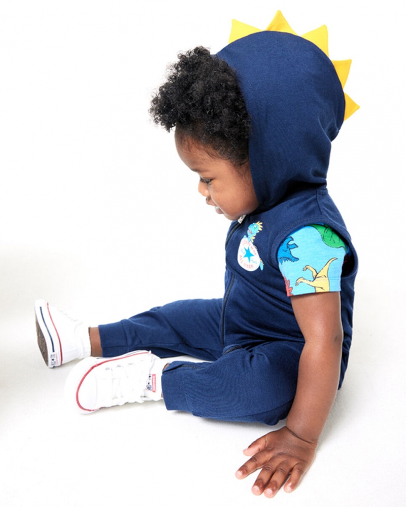 Converse Dino Explorer Κουκουλοφόρος Coverall & Bodysuit Set σκουρο μπλε | LKETHW-613