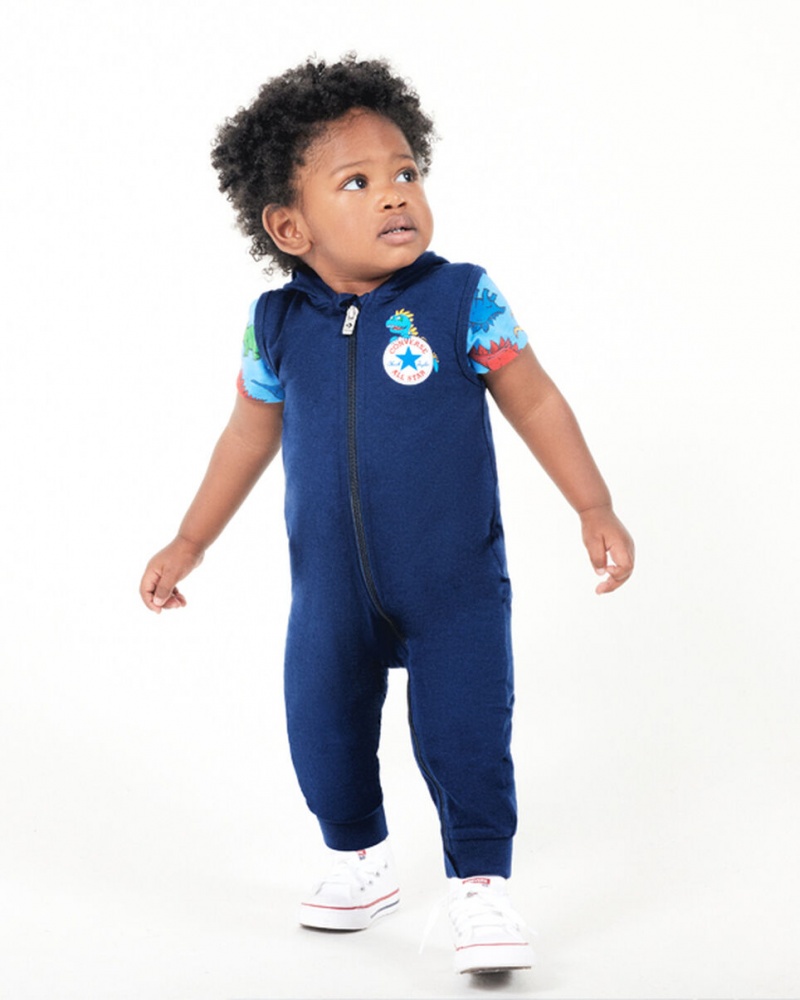 Converse Dino Explorer Κουκουλοφόρος Coverall & Bodysuit Set σκουρο μπλε | LKETHW-613