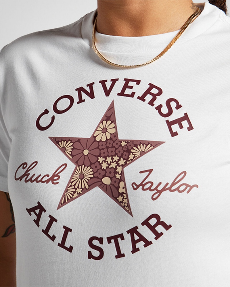 Converse Floral Patch T-Shirt ασπρα | FKPQRD-692