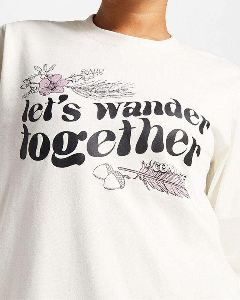 Converse Let's Wander Together Long Sleeve T-Shirt Egret | OCEIAR-045