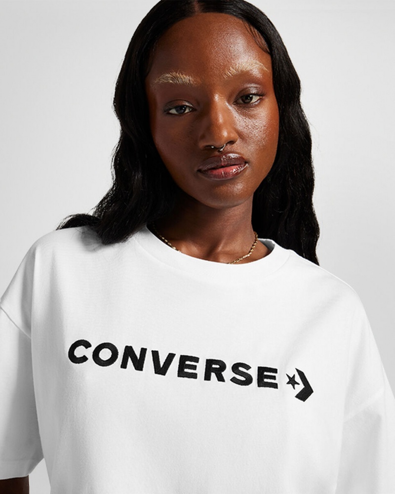 Converse Oversized Wordmark T-Shirt ασπρα | BDMIHC-652