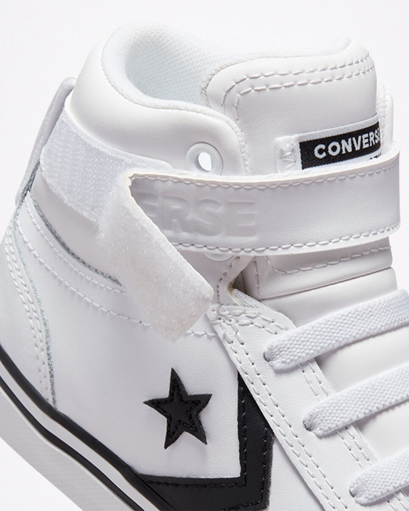 Converse Pro Blaze λουρακια δερματινα ασπρα μαυρα ασπρα | QHPCIB-483