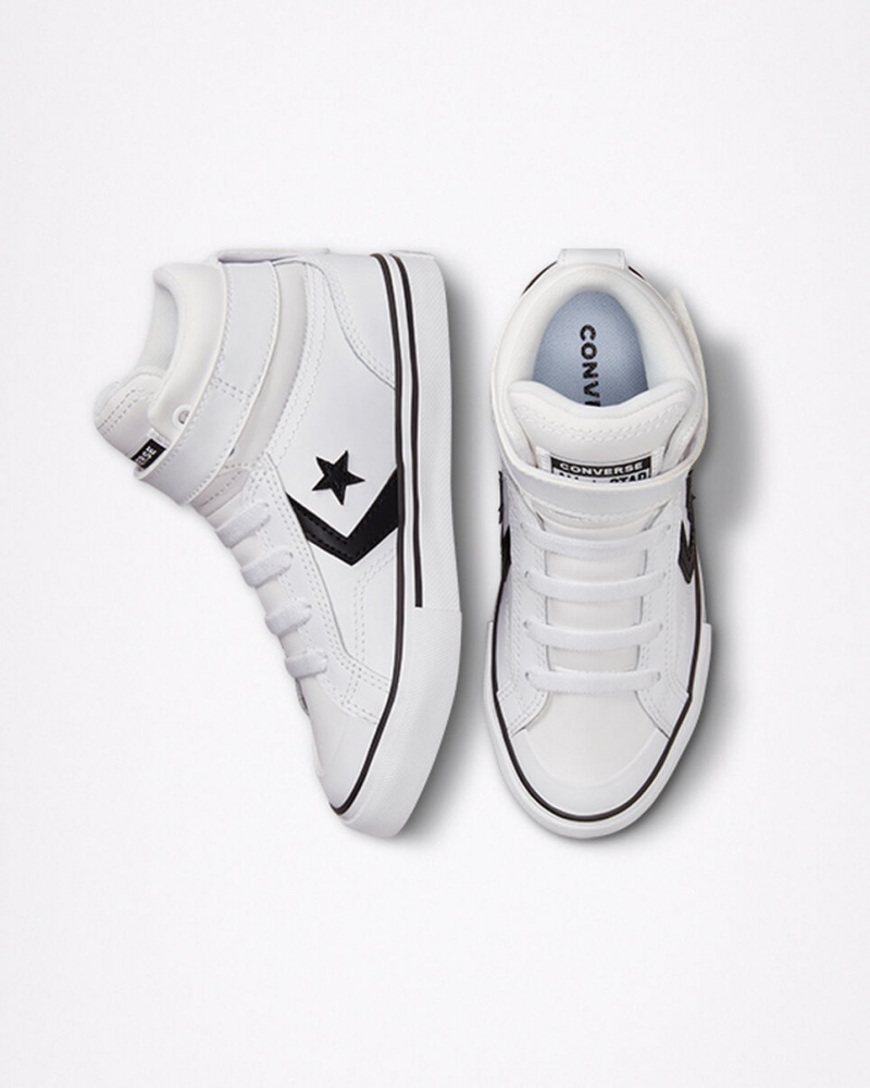 Converse Pro Blaze λουρακια δερματινα ασπρα μαυρα ασπρα | QHPCIB-483