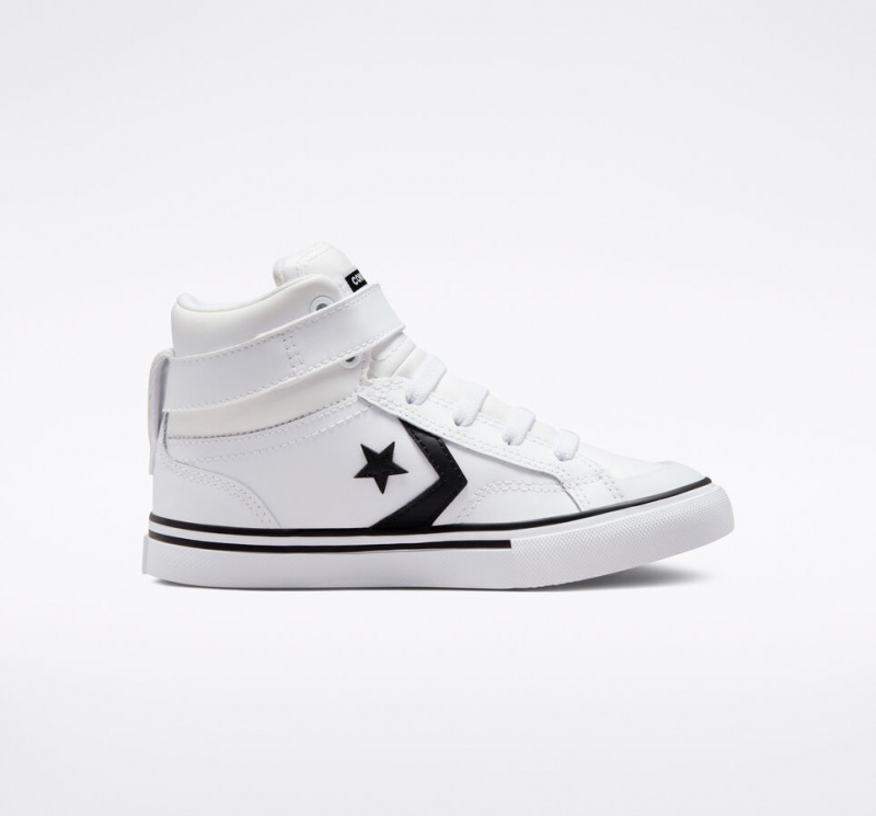 Converse Pro Blaze λουρακια δερματινα ασπρα μαυρα ασπρα | QHPCIB-483