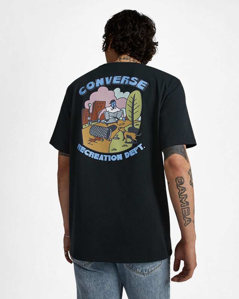 Converse Recreation Department σταμπεσ T-Shirt μαυρα | VEADWZ-820