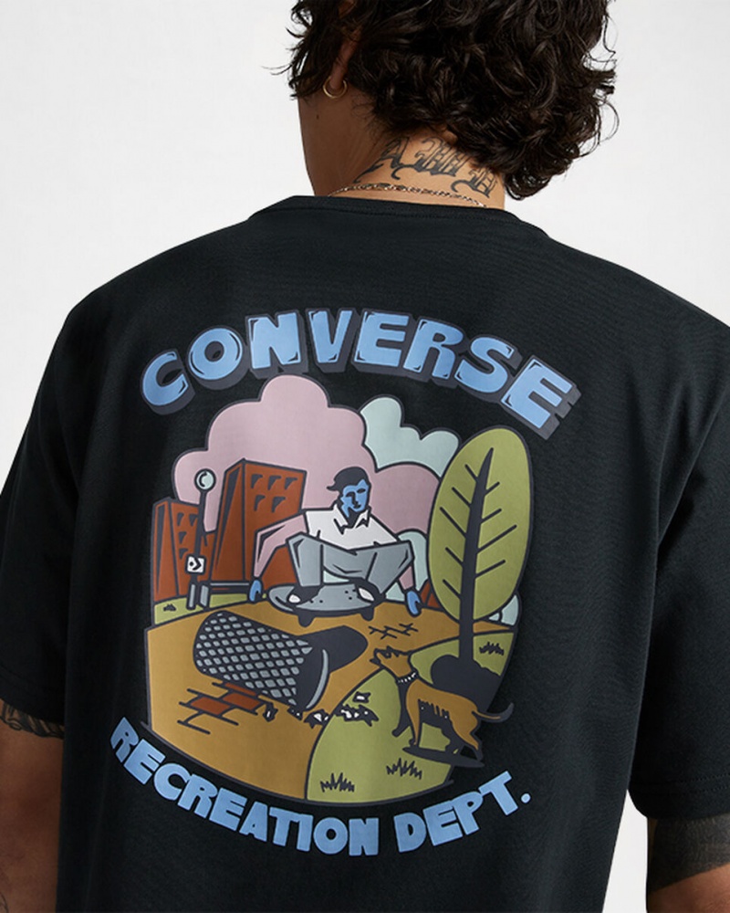 Converse Recreation Department σταμπεσ T-Shirt μαυρα | VEADWZ-820