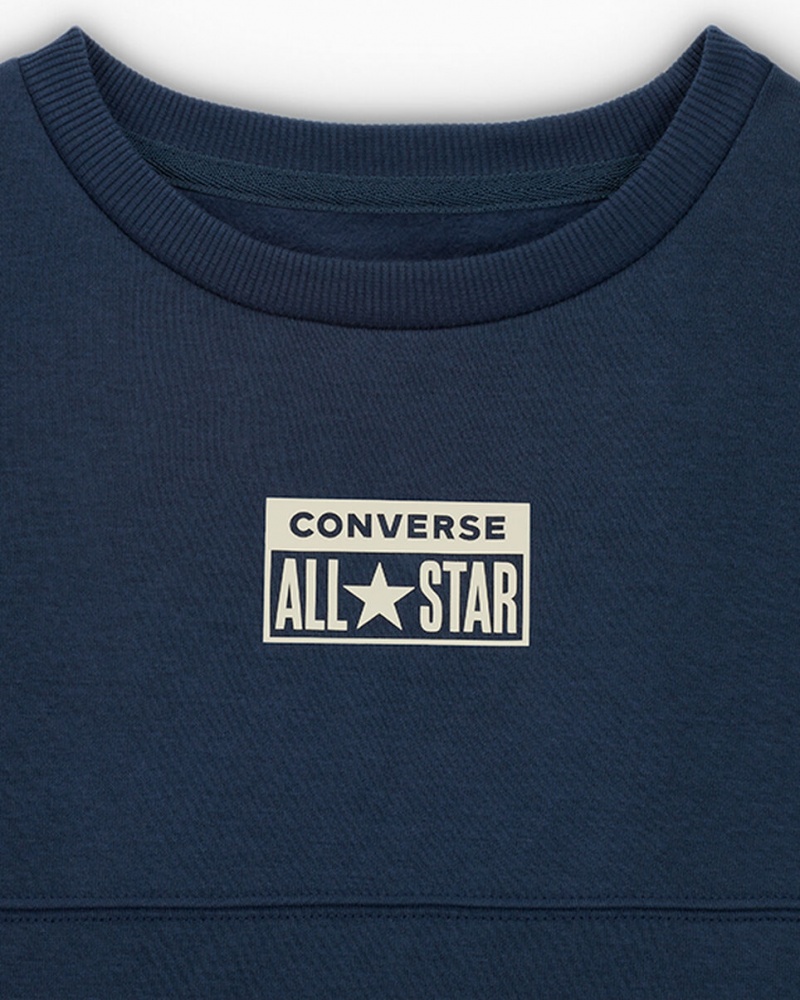 Converse Relaxed Fleece Crew σκουρο μπλε | FSLQJB-795