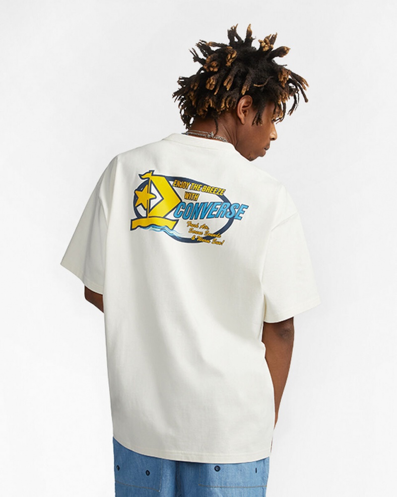 Converse Retro Sailboat σταμπεσ T-Shirt Egret | WIXUHO-287