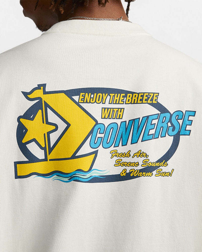 Converse Retro Sailboat σταμπεσ T-Shirt Egret | WIXUHO-287