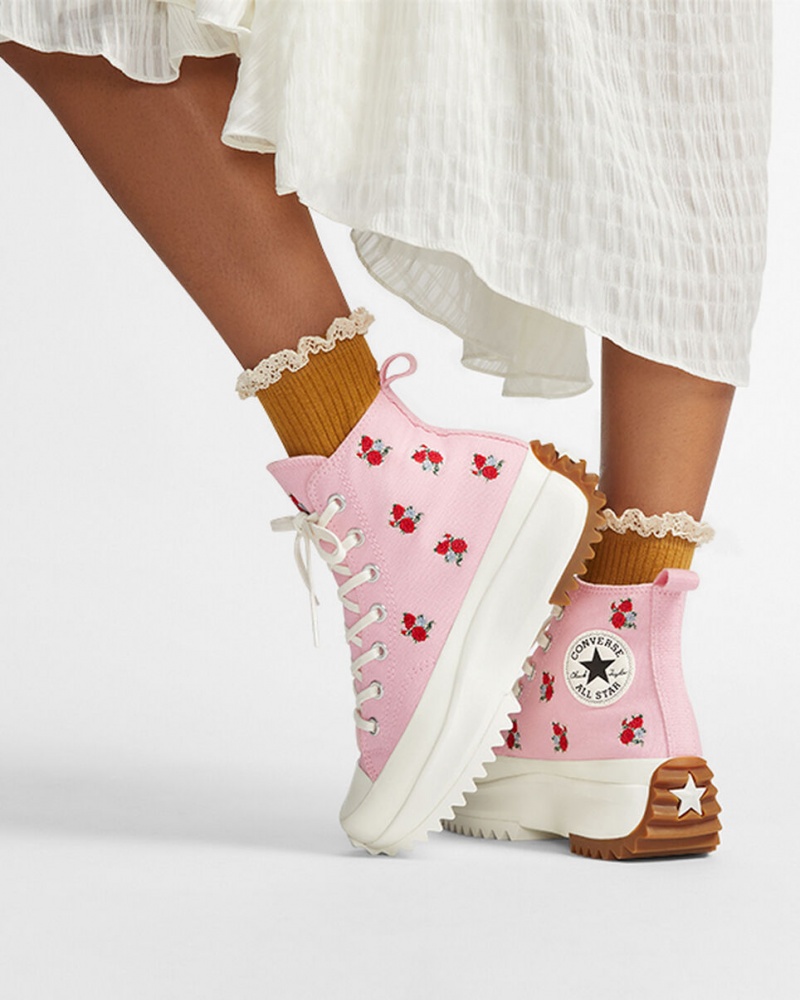 Converse Run Star Hike flatforms Embroidered Floral ροζ κοκκινα | RLMBSF-651