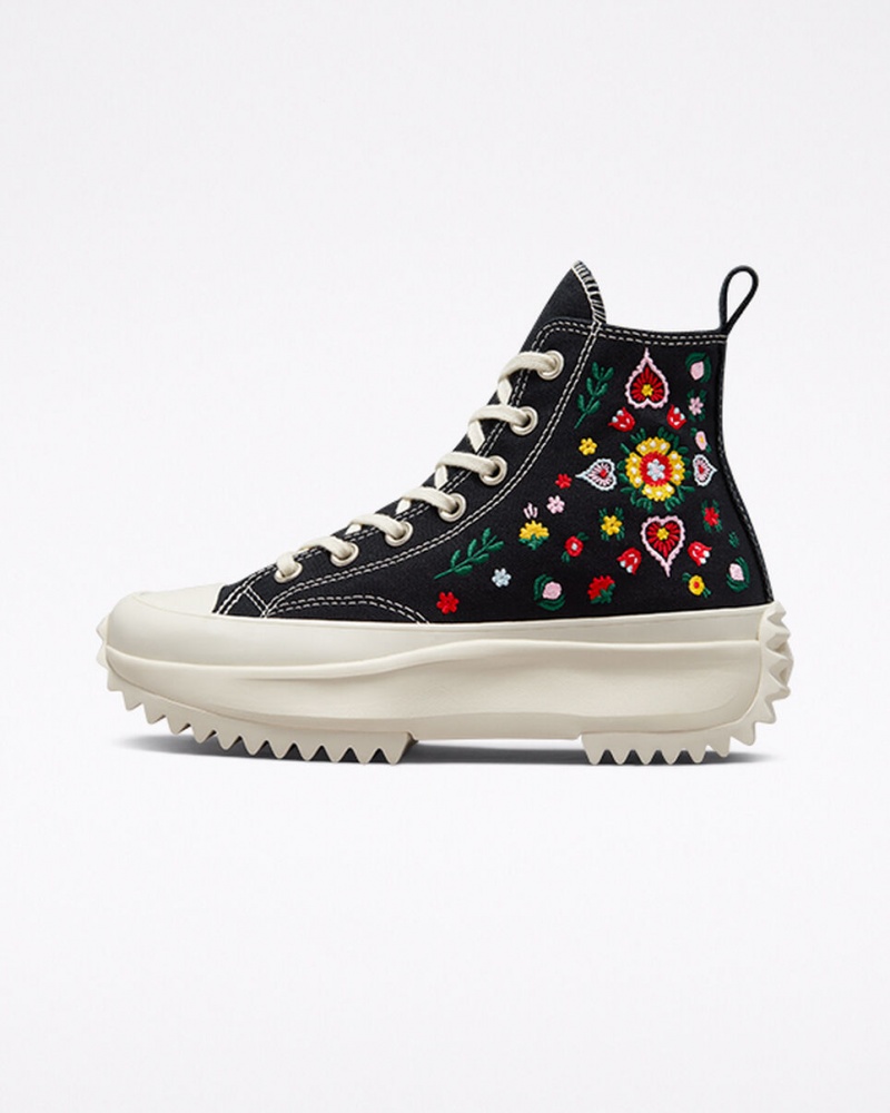 Converse Run Star Hike flatforms Floral Embroidery μαυρα | MBIREJ-367