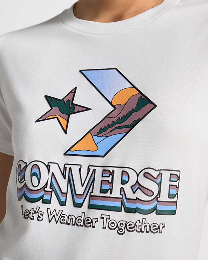 Converse Star Chevron Mountain σταμπεσ T-Shirt ασπρα | SQLGPJ-018