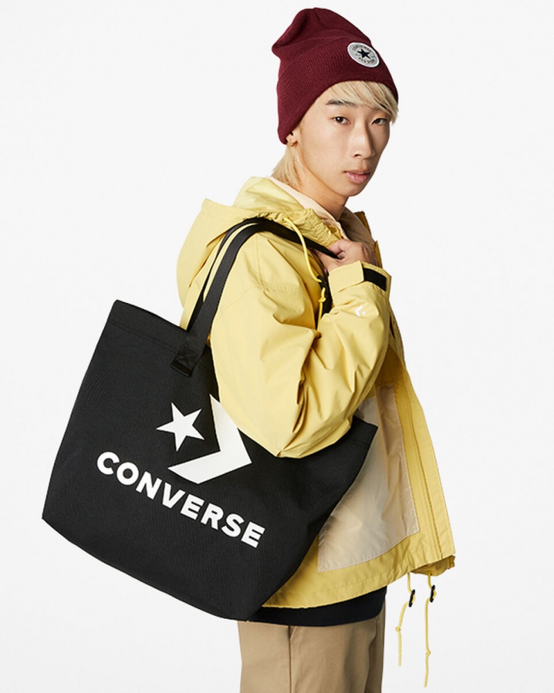 Converse Star Chevron Tote μαυρα ασπρα | MYZSNK-478